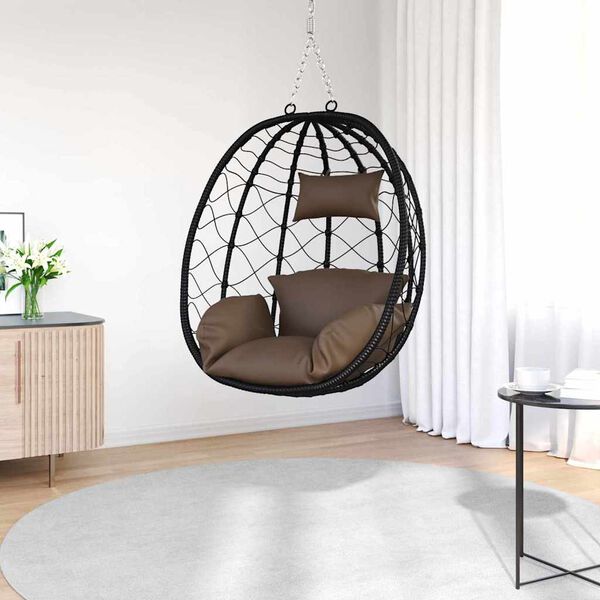 vidaXL H&auml;ngendes Ei-Stuhl Kaffeebraun 91.5 x 60 x 110 cm Poly-Rattan