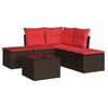 vidaXL 6-tlg. Garten-Sofagarnitur mit Kissen Braun Poly Rattan