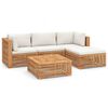 vidaXL 5-tlg. Garten-Lounge-Set mit Kissen Creme Massivholz Teak