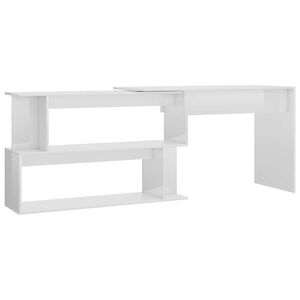 vidaXL Eckschreibtisch Hochglanz-Wei&szlig; 200x50x76 cm Holzwerkstoff