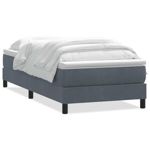vidaXL Boxspringbett mit Matratze Dunkelgrau 90x220 cm Samt