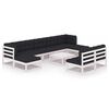 vidaXL 10-tlg. Garten-Lounge-Set mit Kissen Wei&szlig; Massivholz Kiefer