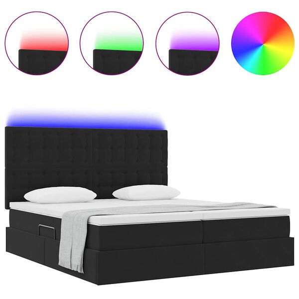 vidaXL Bett mit LED-Lichtleisten Schwarz 180 x 200 cm Samt