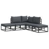 vidaXL Garten-Sofa-Set mit Kissen 5 pcs Schwarz Aluminium
