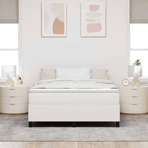 vidaXL Plattformbettgestell Creme 140 x 200 cm Stoff
