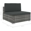 vidaXL 6-tlg. Garten-Lounge-Set mit Kissen Poly Rattan Grau