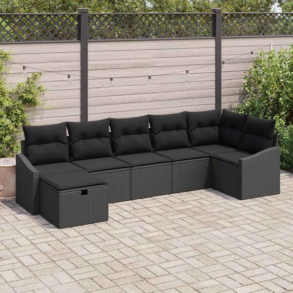 vidaXL Sofa Set mit Kissen 7 pcs Poly-Rattan