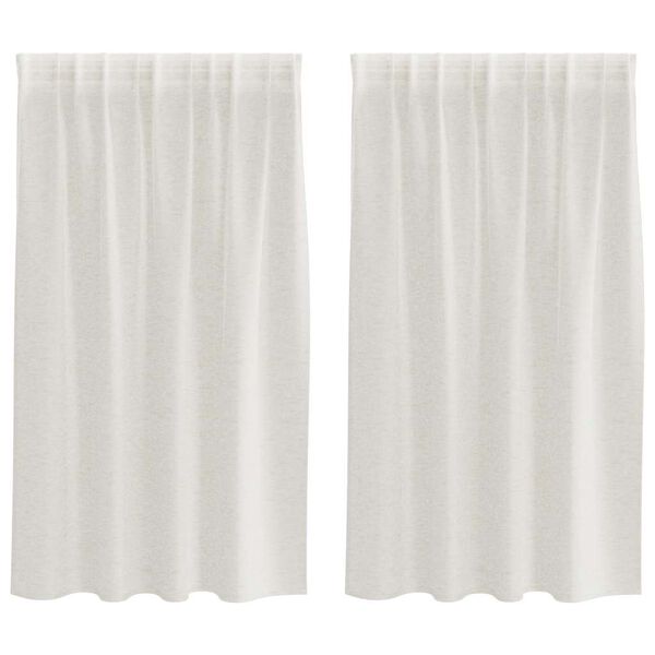 vidaXL Voile-Vorhang mit Vorh&auml;ngen 2 pcs Creme 140 x 140 cm Polyester