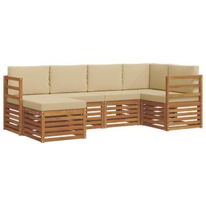 vidaXL Outdoor-Sofagarnitur 6 stk. Natur und Beige Polyester