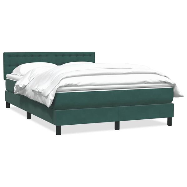 vidaXL Boxspringbett mit Matratze Dunkelgr&uuml;n 160x220 cm Samt