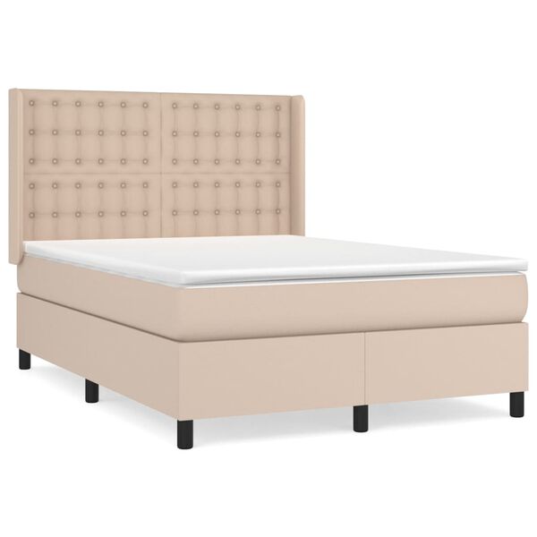 vidaXL Boxspringbett Matratze Cappuccino-Braun 140x200cm Kunstleder