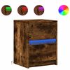 vidaXL Nachttisch mit LED-Leuchten R&auml;uchereiche Holzwerkstoff