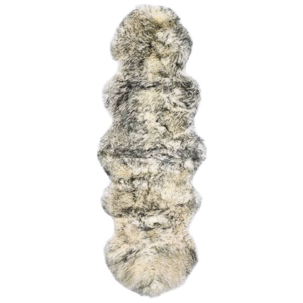 vidaXL Teppich Schafspelz 60x180 cm Dunkelgrau Melange