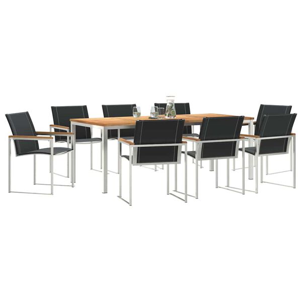 vidaXL Garten Essgruppe 9 pcs Braun Massivholz Akazie