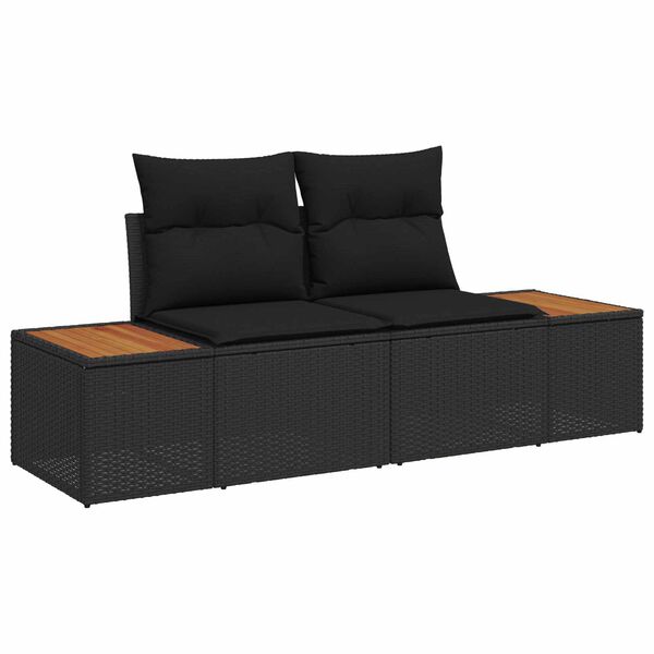 vidaXL Gartensofa-set mit Kissen mit Speicher 9 pcs Schwarz Polyrattan