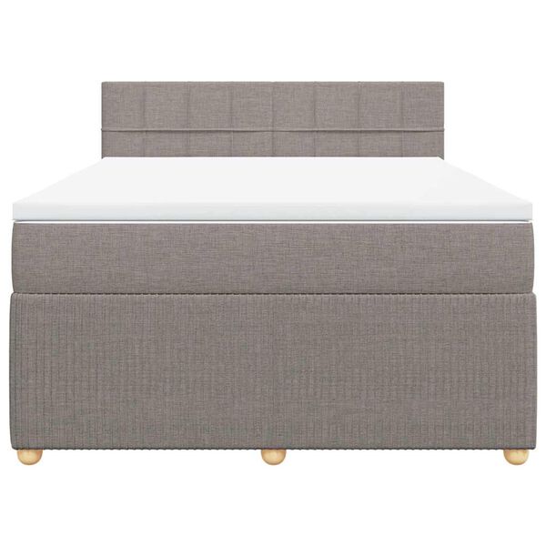vidaXL Boxspringbett mit Matratze Taupe 160x200 cm Stoff