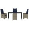 vidaXL Tisch- und Stuhlset mit Kissen 5 pcs Grau PE-Rattan