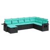 vidaXL 8-tlg. Garten-Sofagarnitur mit Kissen Schwarz Poly Rattan
