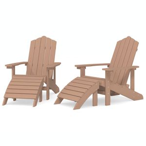 vidaXL Adirondack-Gartenst&uuml;hle 2 Stk. mit Hockern HDPE Braun