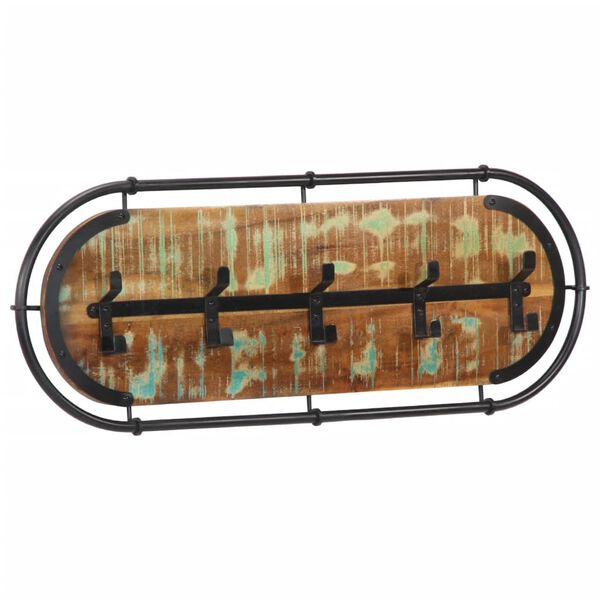 vidaXL Wandgarderobe mit 5 Haken Altholz Massiv