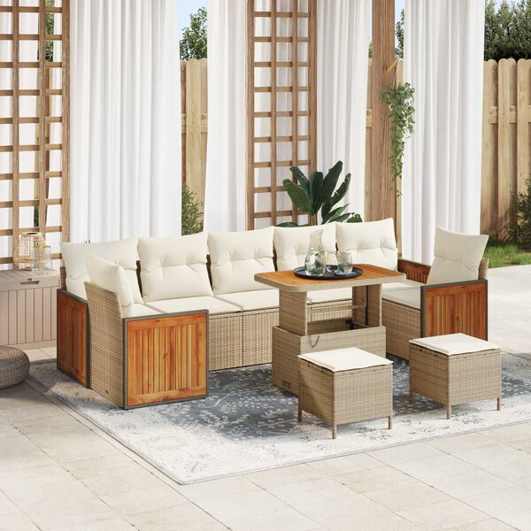 vidaXL Gartensofa-set mit Kissen 10 pcs Beige und Creme