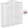 vidaXL Gabionen mit Hochbogen 9 Stk. 200x50x200/220cm Verzinktes Eisen