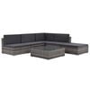 vidaXL 6-tlg. Garten-Lounge-Set mit Kissen Poly Rattan Grau