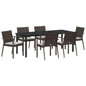 vidaXL Garten Essgruppe 7 pcs Braun und Schwarz PE-Rattan