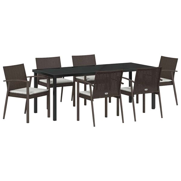 vidaXL Garten Essgruppe 7 pcs Braun und Schwarz PE-Rattan