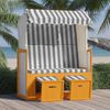 vidaXL Strandkorb mit Dach Poly Rattan & Massivholz Wei&szlig; & Grau