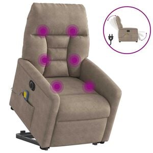 vidaXL Massagesessel Aufstehhilfe Elektrisch Taupe Mikrofasergewebe