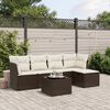 vidaXL 6-tlg. Garten-Sofagarnitur mit Kissen Braun Poly Rattan