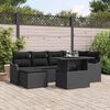 vidaXL Garten-Sofa-Set mit Kissen 7 pcs Schwarz Poly Rattan
