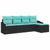 vidaXL Sofa Set mit Kissen 5 pcs Schwarz Poly-Rattan