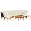 vidaXL 7 pcs Massives Akazienholz & Seil Natur