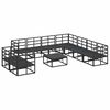 vidaXL Garten-Sofa-Set mit Kissen 10 pcs Schwarz Aluminium