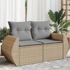 vidaXL Gartensofa mit Kissen 2-Sitzer Beige Poly Rattan