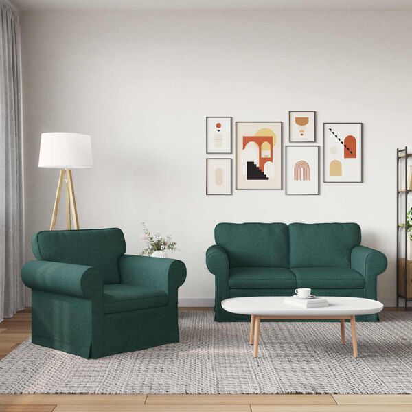 vidaXL Sofa 2 pcs Dunkelgr&uuml;n