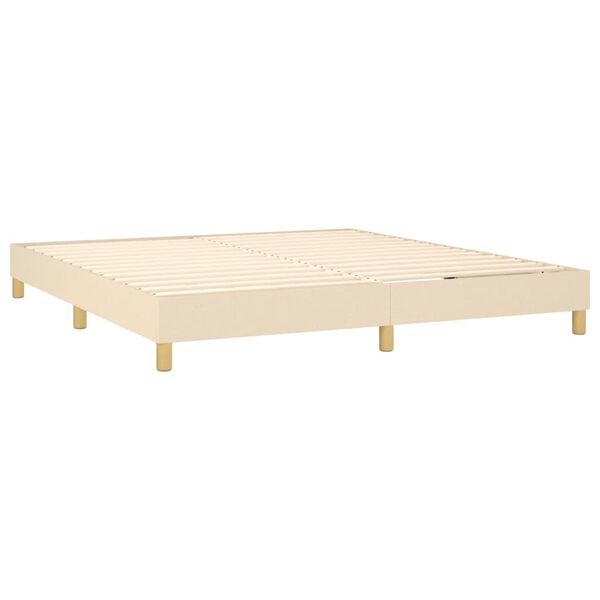 vidaXL Boxspringbett mit Matratze Creme 180x200 cm Stoff