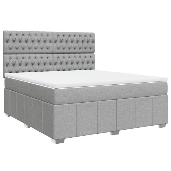 vidaXL Boxspringbett mit Matratze Hellgrau 180x200 cm Stoff
