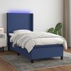 vidaXL Boxspringbett mit Matratze & LED Blau 100x200 cm Stoff