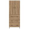 vidaXL Highboard 2 pcs Artisan-Eiche Engineered Wood und Glas
