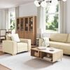 vidaXL Sofa 3 pcs Creme 220 x 80 x 84 cm Leinenmischgewebe
