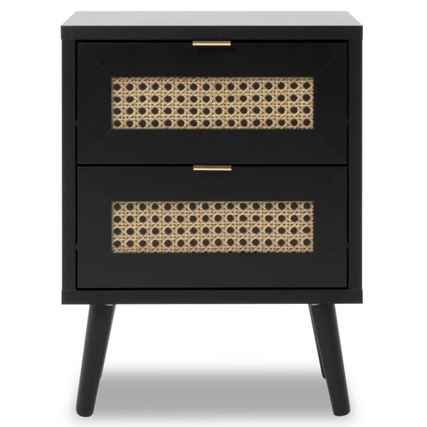 Finori Nachttisch Vienna 61A Schwarz und Rattan-Druck