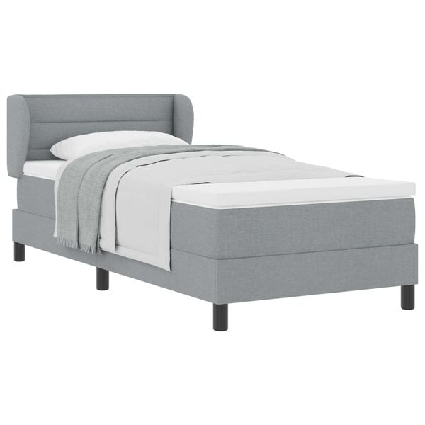 vidaXL Boxspringbett mit Matratze Hellgrau 90 x 190 cm Stoff