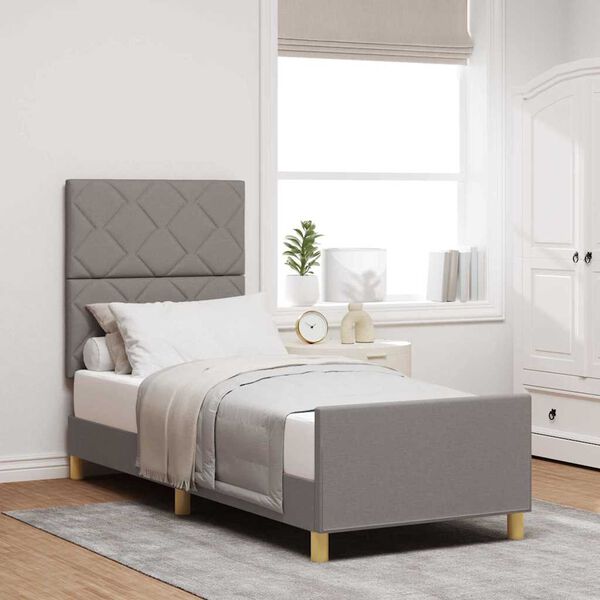 vidaXL Bettgestell mit Kopfteil Taupe 80 x 200 cm Stoff