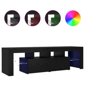 vidaXL TV-Schrank mit LED-Leuchten Schwarz Eichen-Optik 140x36,5x40 cm