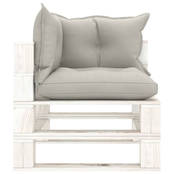 vidaXL Garten-Paletten-Ecksofa mit Kissen in Taupe Holz