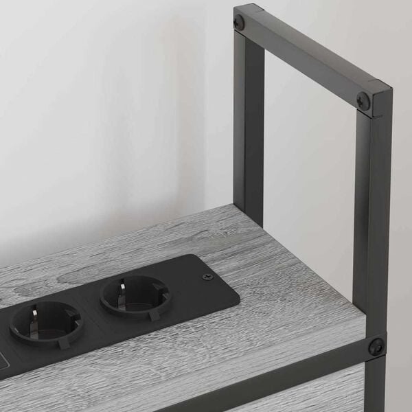 vidaXL Kopfteil mit Stauraum mit Ladestation Grau Sonoma Holzwerkstoff