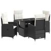 vidaXL Outdoortisch-Set 5 stk. Schwarz und Cremewei&szlig; Poly-Rattan